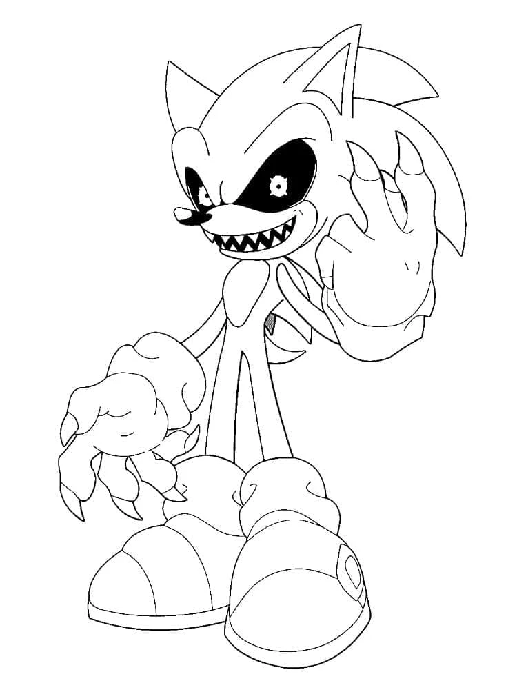 Sonic Exe boyama sayfası – basit çizim, kolay boyama