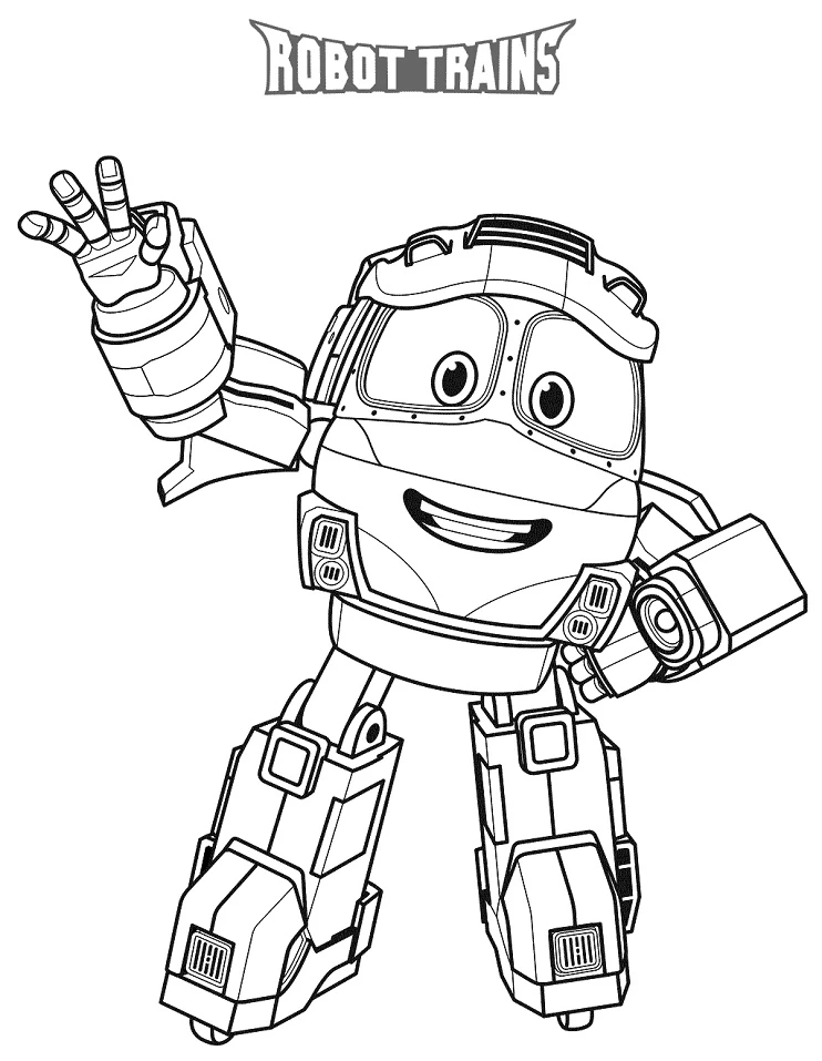 Robot Trains boyama sayfası – eğlenceli etkinlik, el becerilerini geliştirir