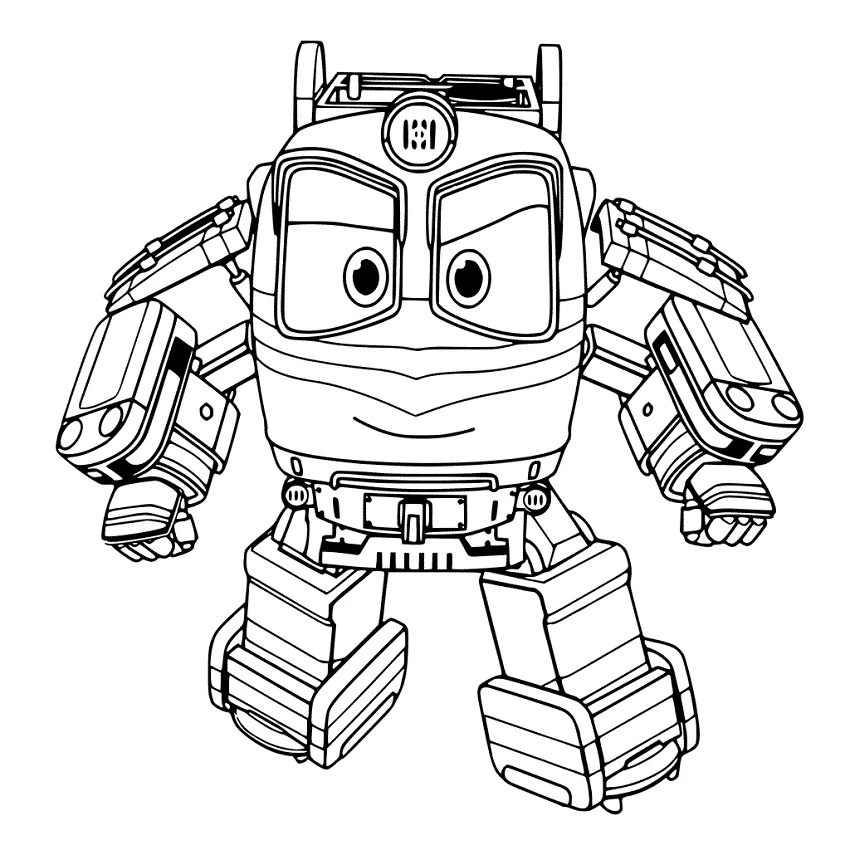 Robot Trains boyama sayfası – çizgi film temalı, basit çizim