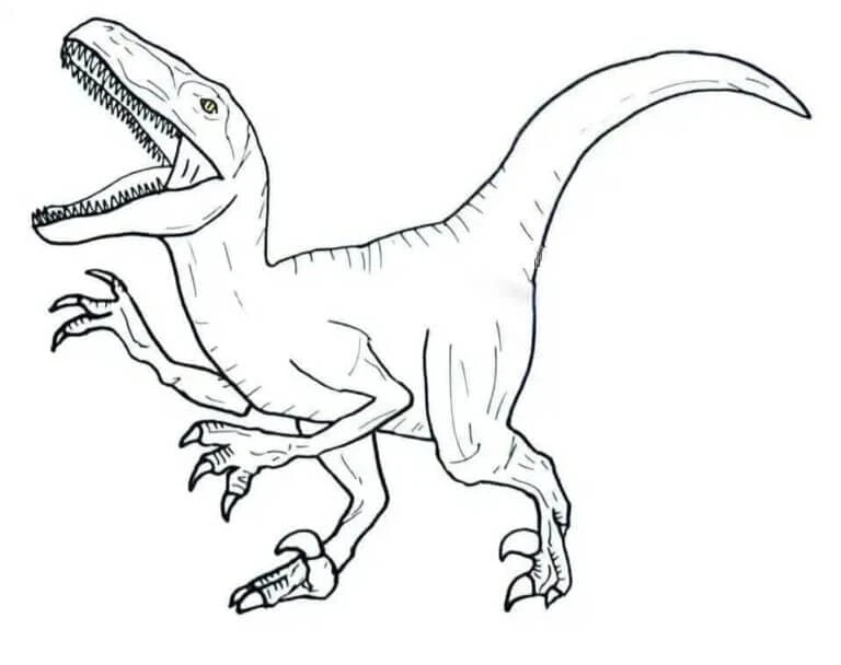 Velociraptor boyama sayfası – çizgi film temalı, basit çizim