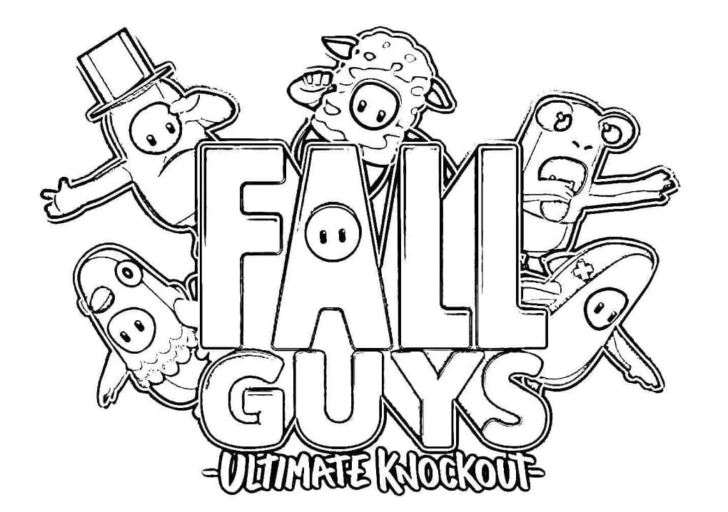 Fall Guys boyama sayfası – basit çizim, kolay boyama