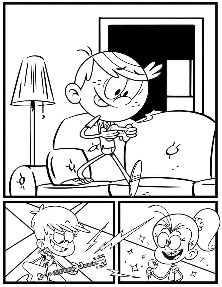 The Loud House boyama sayfası – renkli çizimler, okul öncesi