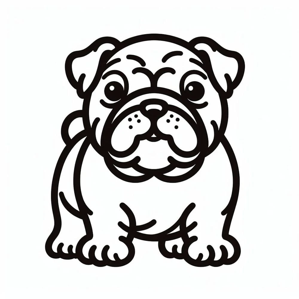 Buldog boyama sayfası – eğlenceli etkinlik, el becerilerini geliştirir