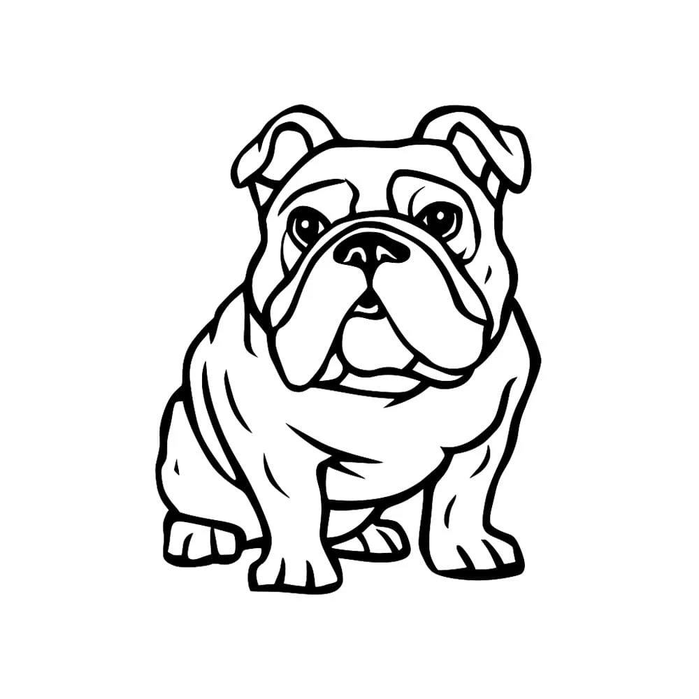Buldog boyama sayfası – sevimli karakter, sanatsal çalışma