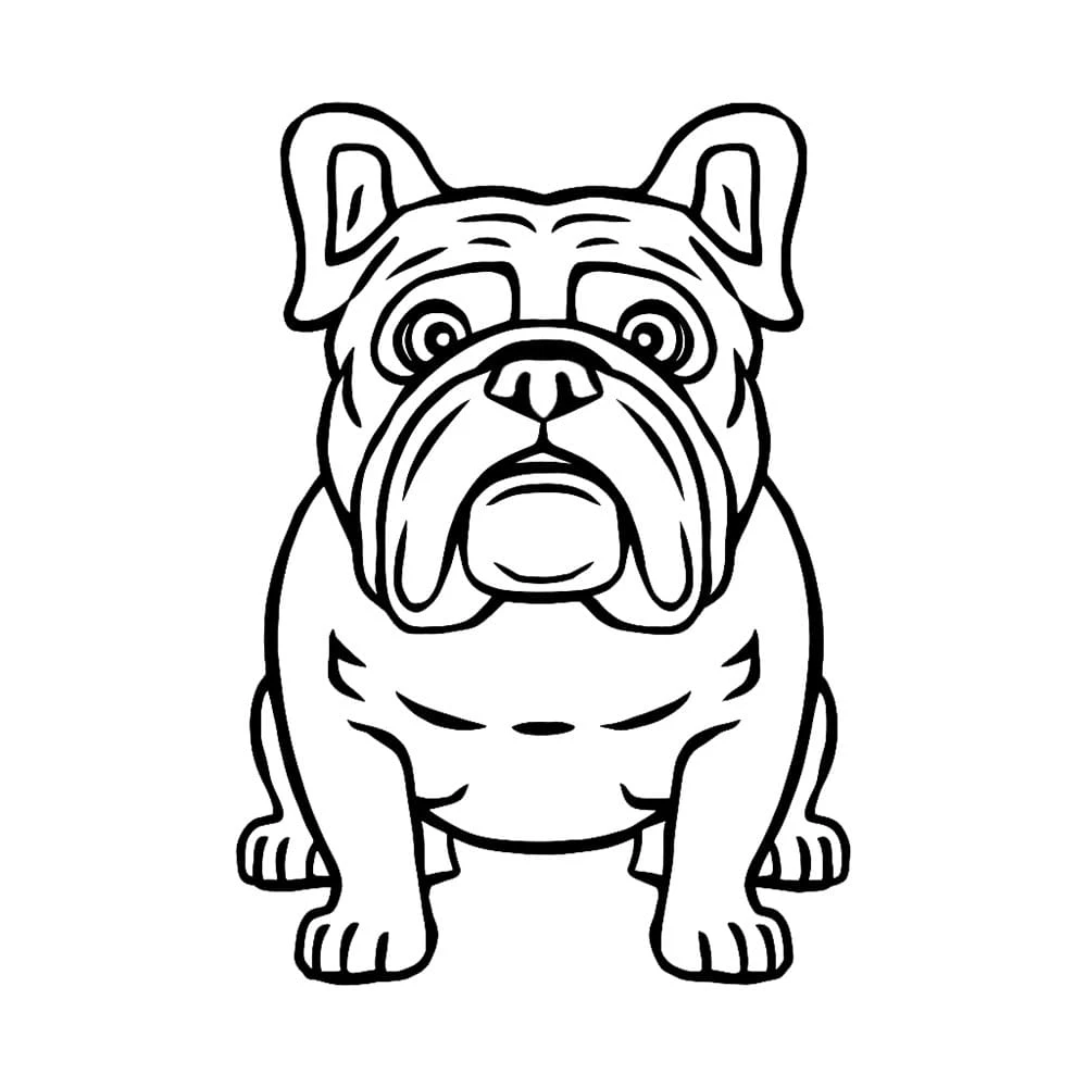 Buldog boyama sayfası – eğitici aktivite, yaratıcılık