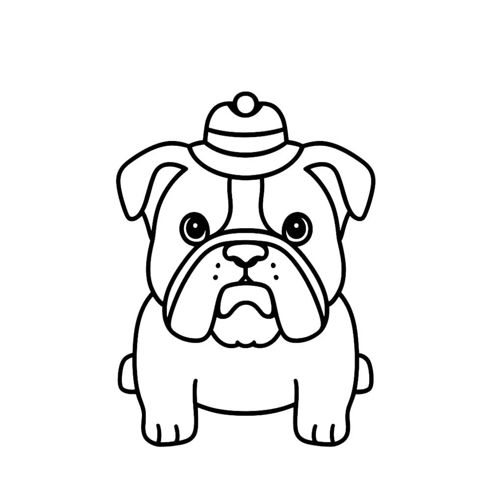 Buldog boyama sayfası – kolay boyama, eğitici aktivite