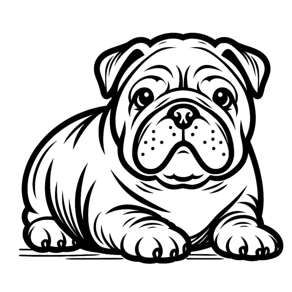 Buldog boyama sayfası – sevimli karakter, sanatsal çalışma