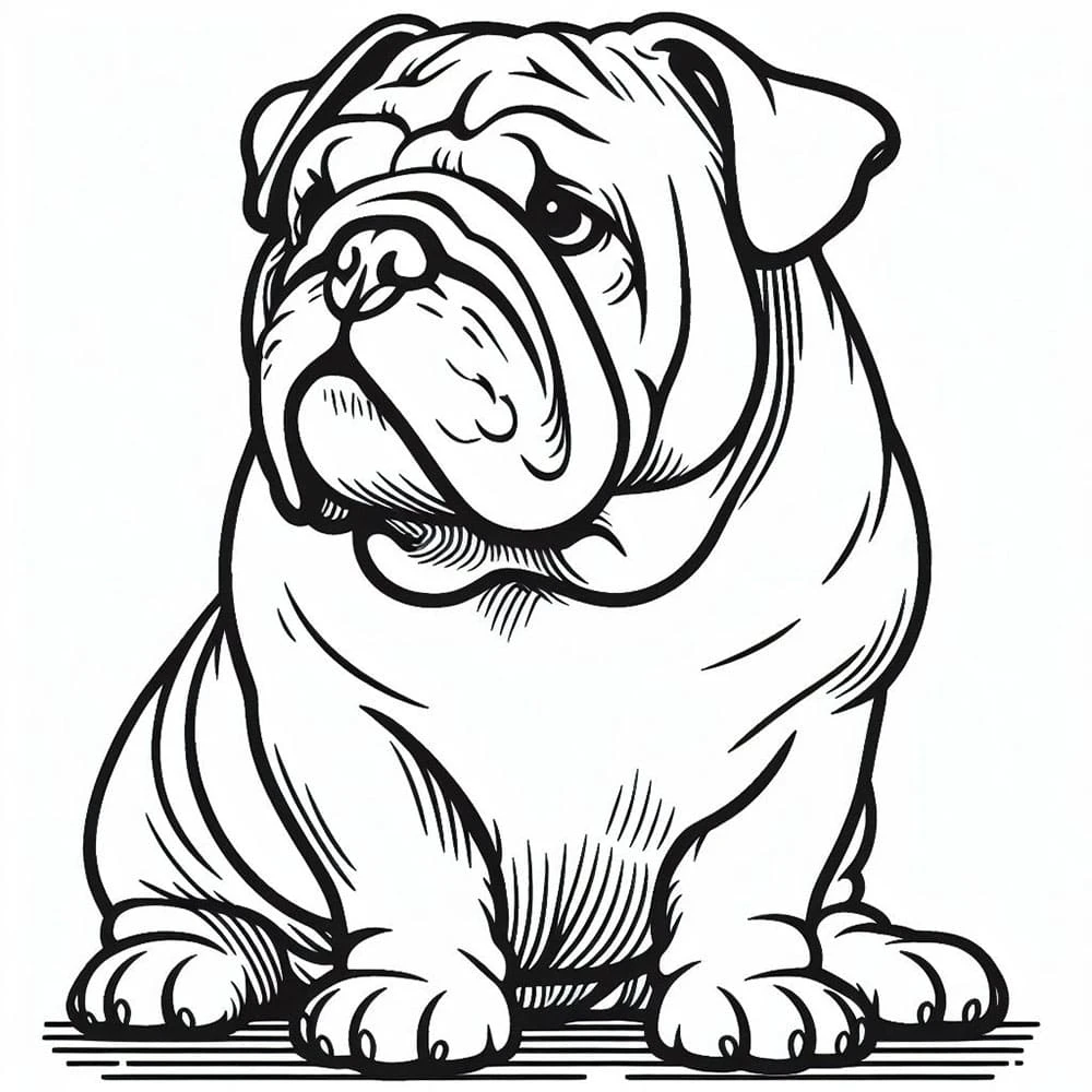 Buldog boyama sayfası – el becerilerini geliştirir, boyama çalışması