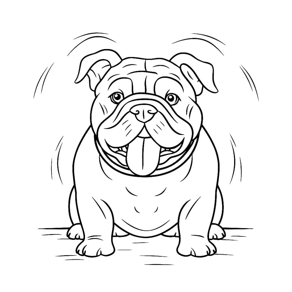 Buldog boyama sayfası – sanatsal çalışma, çocuklar için