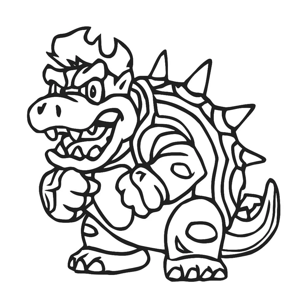 Bowser boyama sayfası – renkli çizimler, okul öncesi