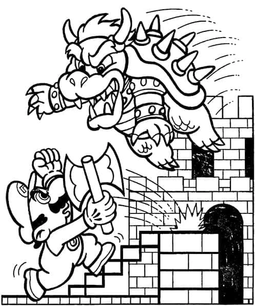 Bowser boyama sayfası – kolay boyama, eğitici aktivite