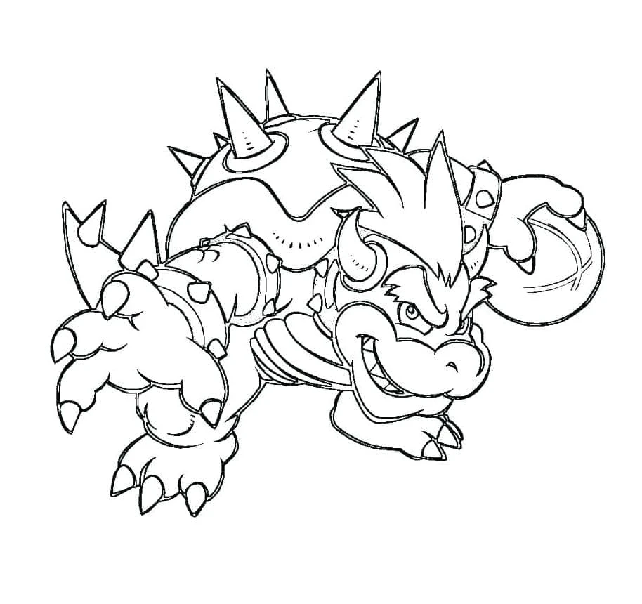 Bowser boyama sayfası – eğlenceli etkinlik, el becerilerini geliştirir