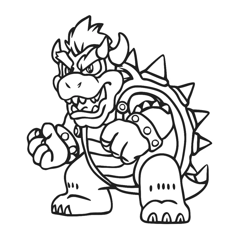 Bowser boyama sayfası – el becerilerini geliştirir, boyama çalışması