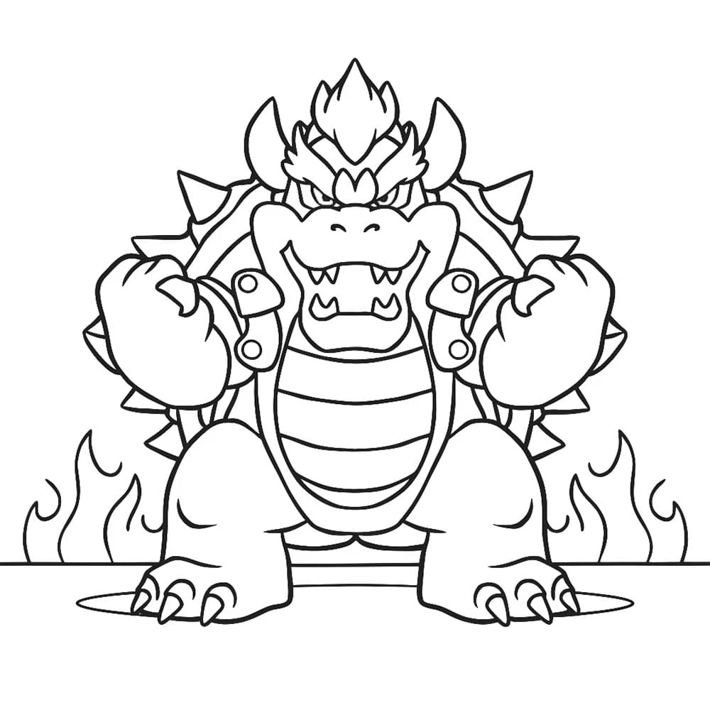 Bowser boyama sayfası – keyifli zaman, renkli çizimler
