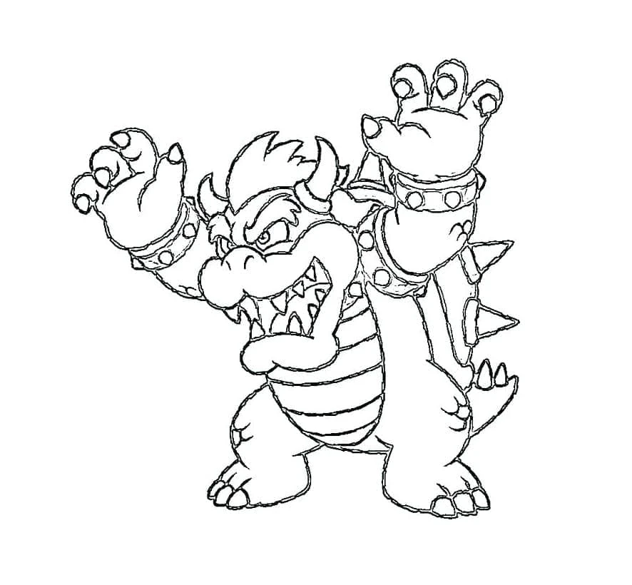 Bowser boyama sayfası – sanatsal çalışma, çocuklar için