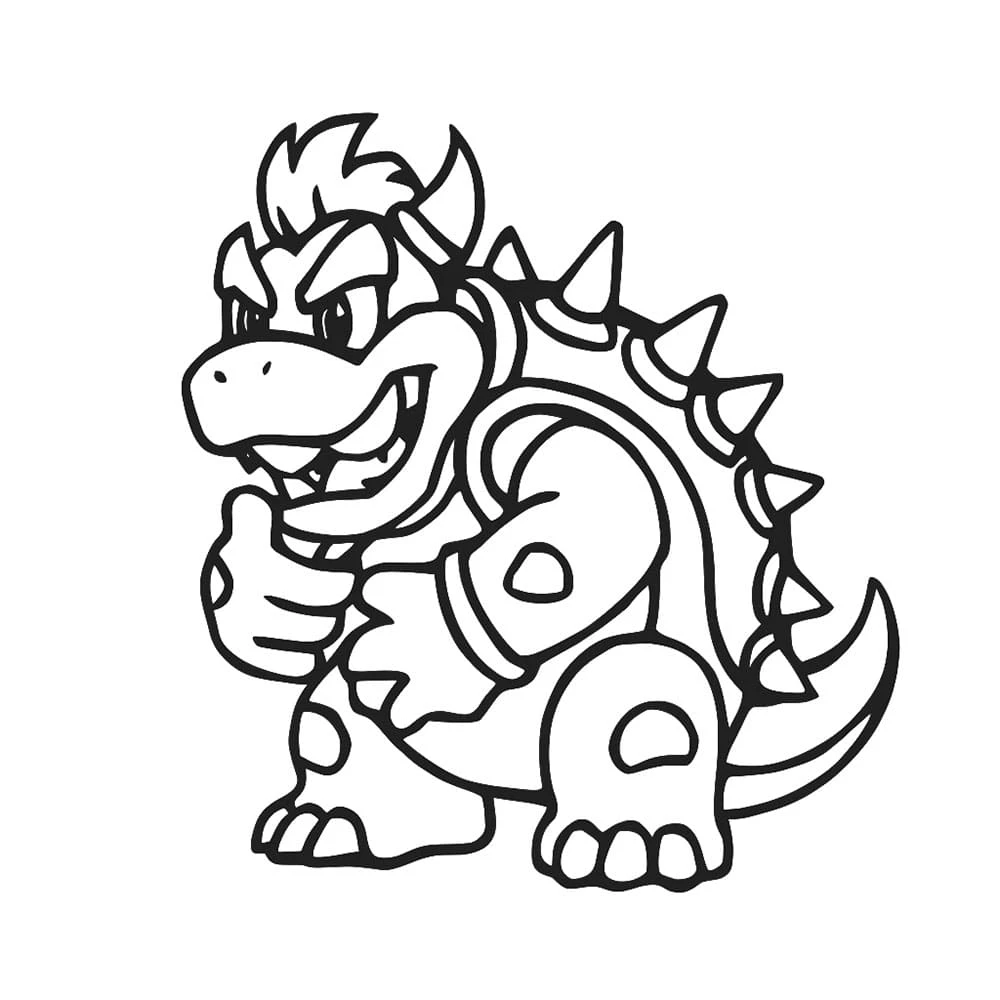 Bowser boyama sayfası – basit çizim, kolay boyama