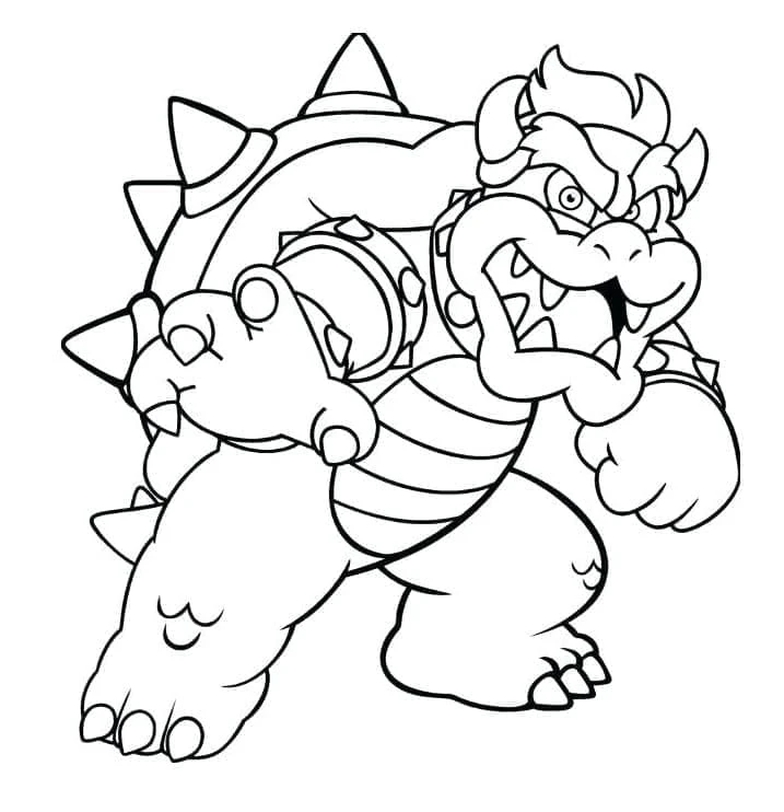 Bowser boyama sayfası – eğlenceli etkinlik, el becerilerini geliştirir