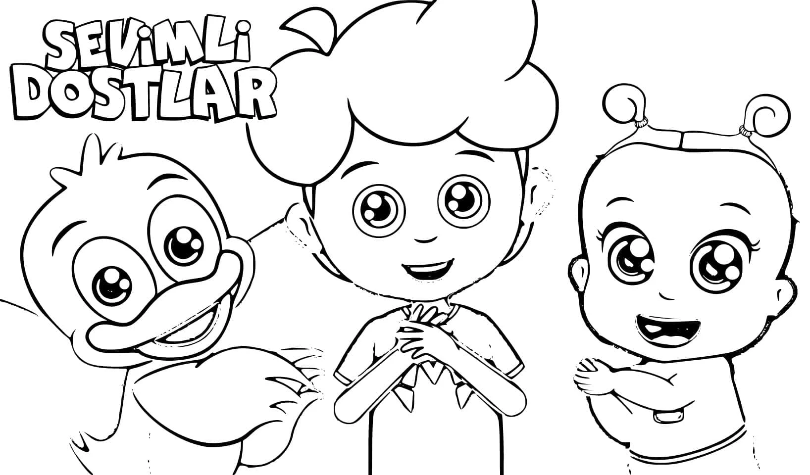 Sevimli Dostlar boyama sayfası – boyama çalışması, yaratıcılığı geliştirir