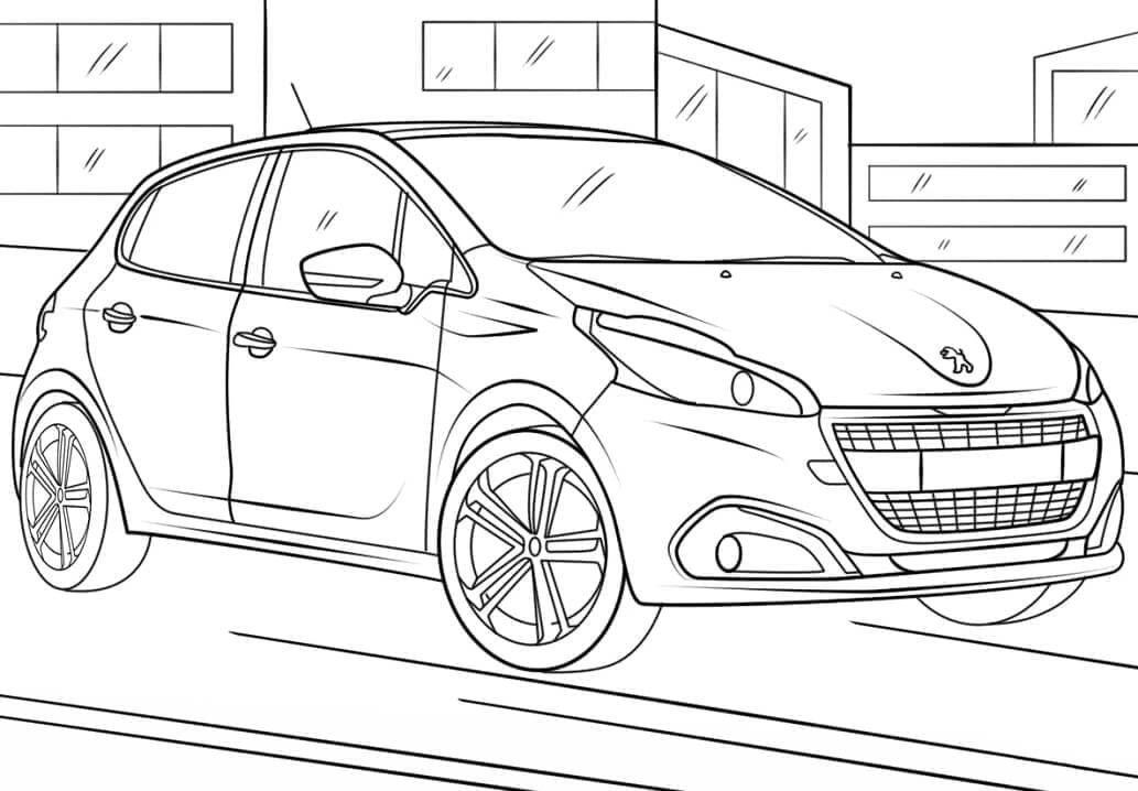Peugeot boyama sayfası #9 – tamamen ücretsiz, çocuklar için