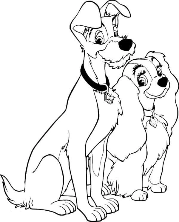 Leydi ile Sokak Köpeği boyama sayfası – kolay boyama, eğitici aktivite