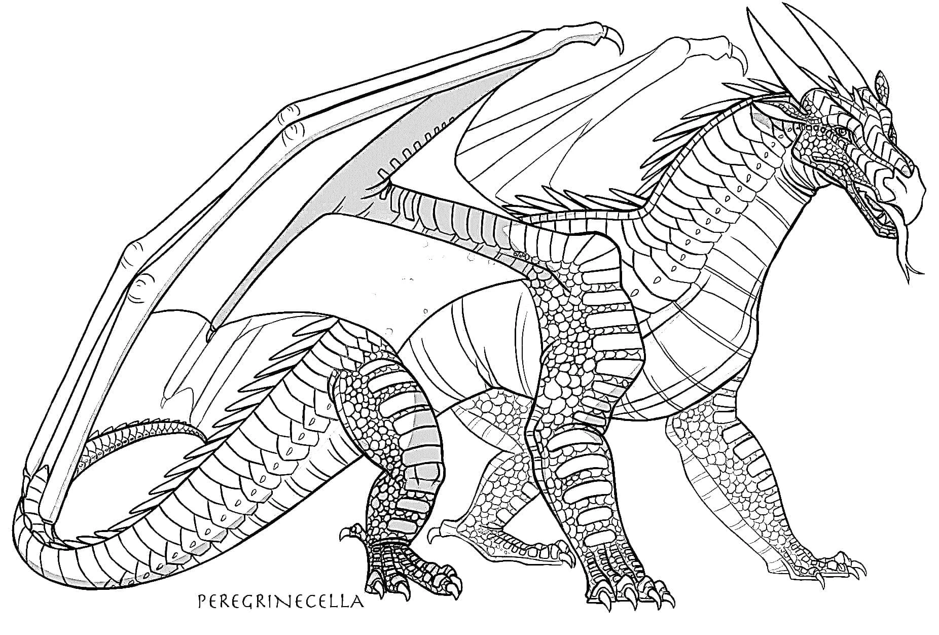 Ateşten Kanatlar (Wings of Fire) boyama sayfası – sevimli karakter, sanatsal çalışma