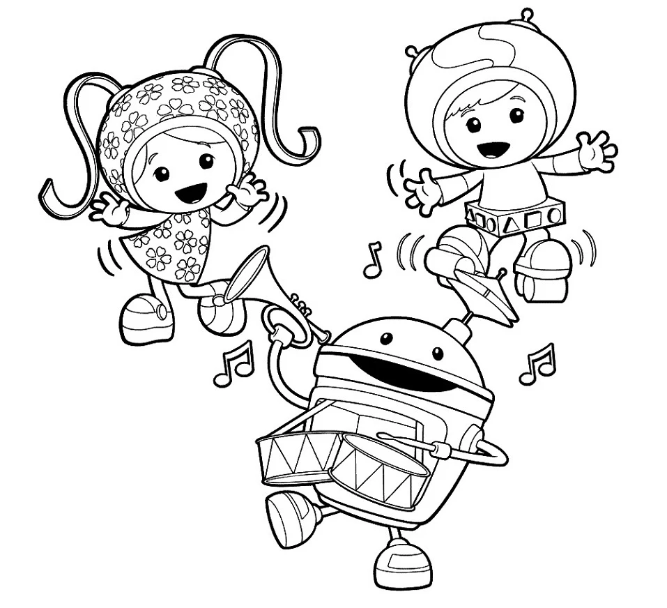 Team Umizoomi boyama sayfası #8 – aile ile vakit geçirme, renk bilgisini öğretir