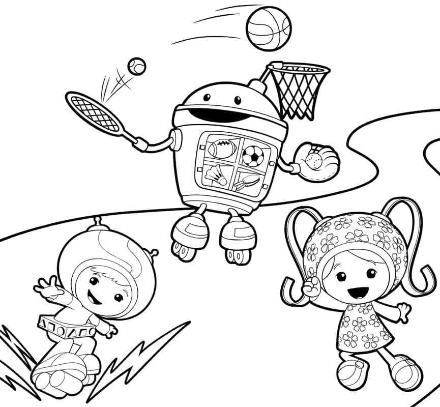 Team Umizoomi boyama sayfası – keyifli zaman, renkli çizimler