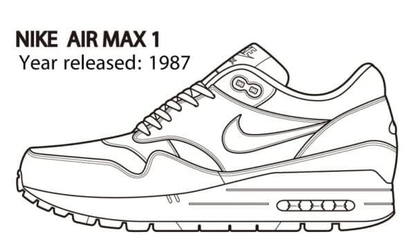 Nike boyama sayfası – çizgi film temalı, basit çizim