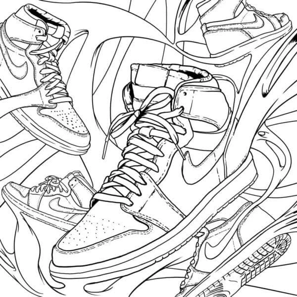 Nike boyama sayfası – basit çizim, kolay boyama