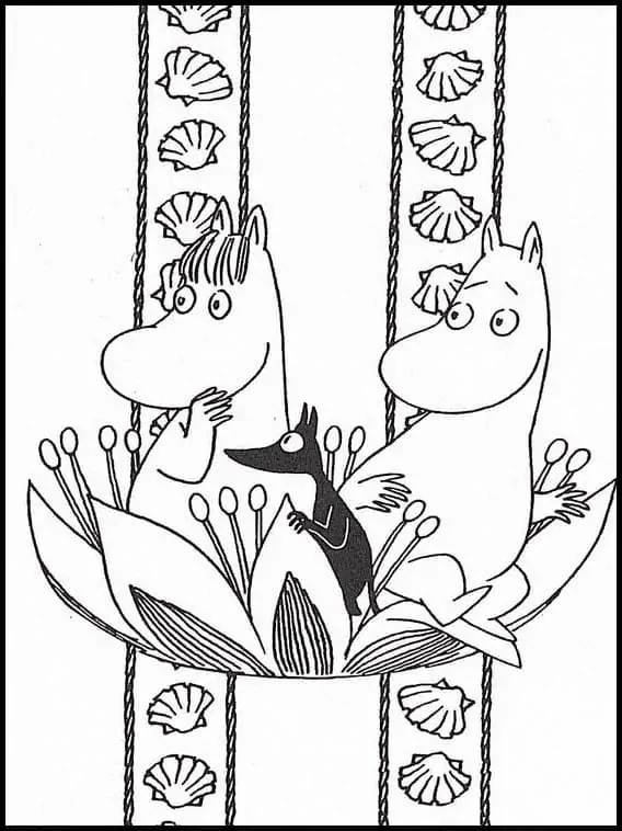 Moomin boyama sayfası #2 – renk bilgisini öğretir, günlük etkinlik önerisi