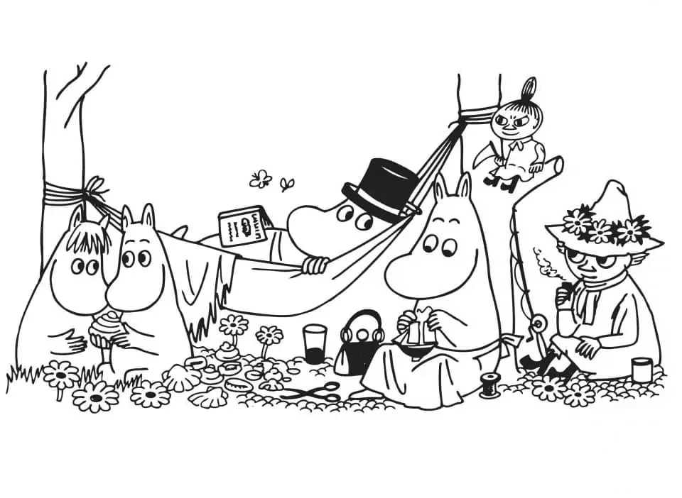 Moomin boyama sayfası #7 – mürekkep tasarrufu sağlar, PDF indir