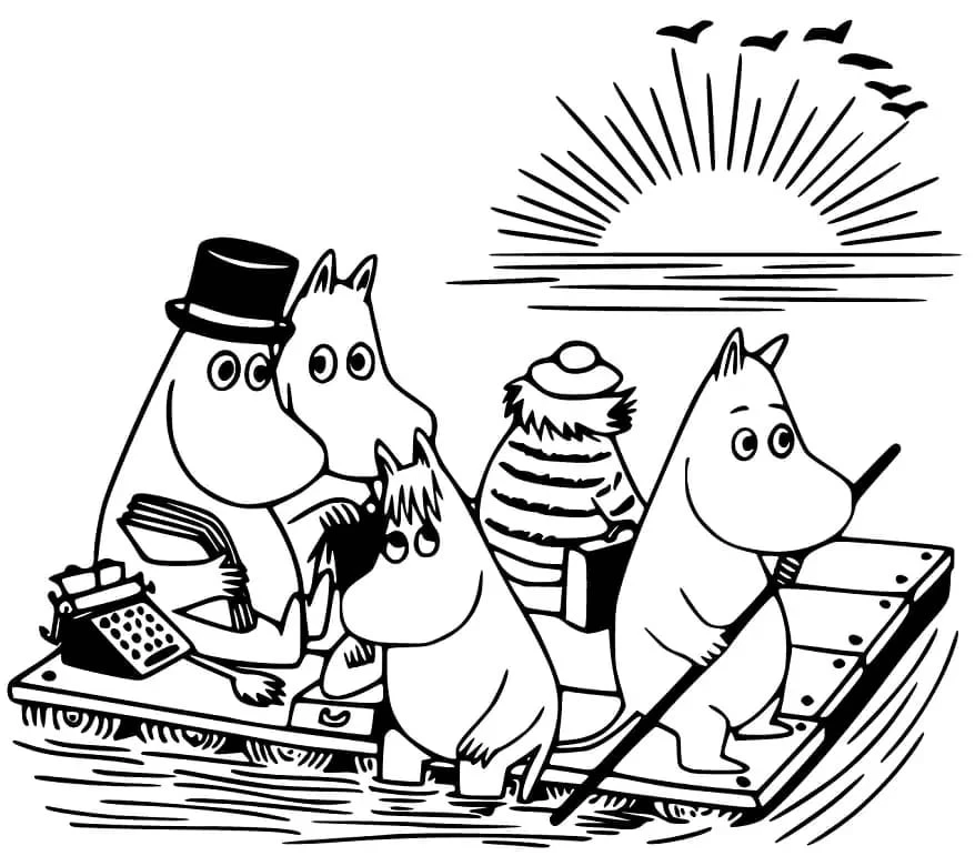 Moomin boyama sayfası #10 – yaratıcı sanat çalışması, eğlenceli etkinlik