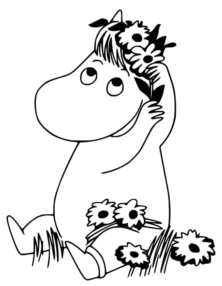 Moomin boyama sayfası #14 – PDF indir, sevimli karakter