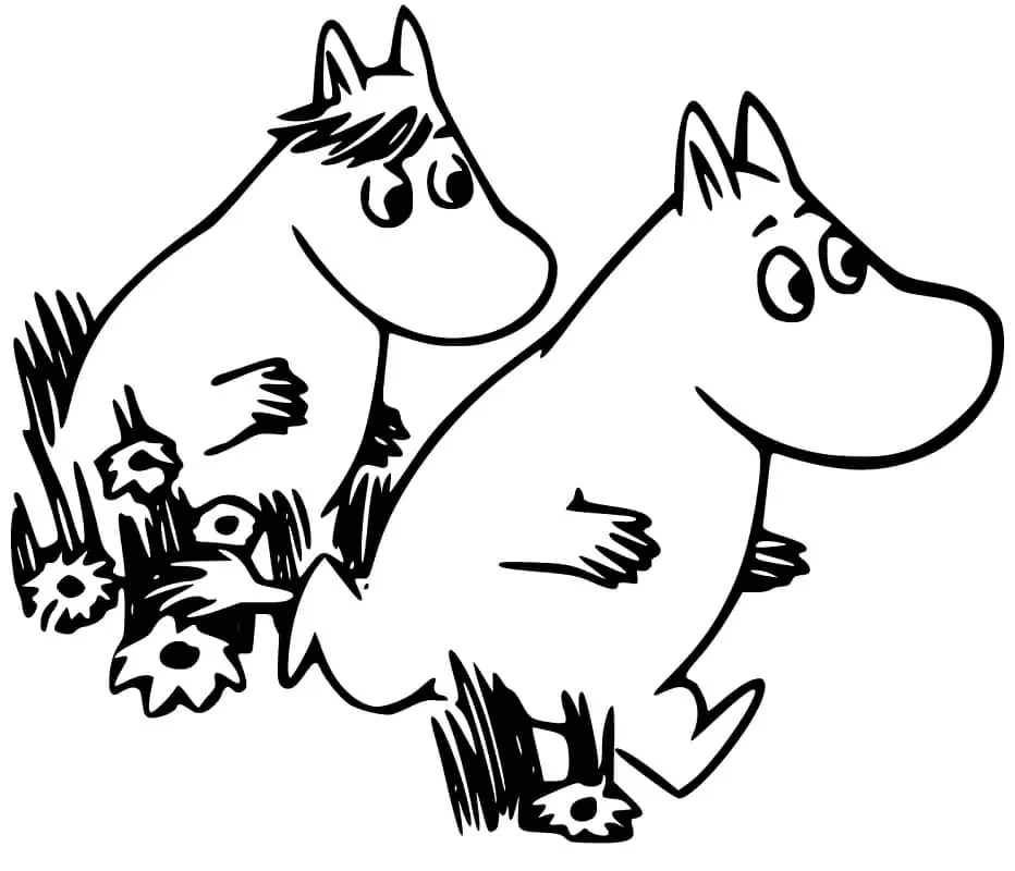 Moomin boyama sayfası #22 – çizgi film temalı, basit çizim