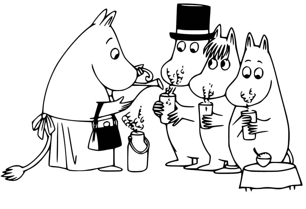 Moomin boyama sayfası – çocuklar için, çizgi film temalı
