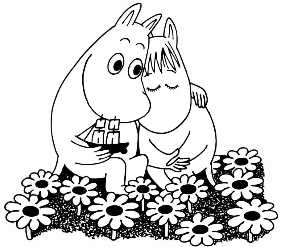 Moomin boyama sayfası – kolay boyama, eğitici aktivite