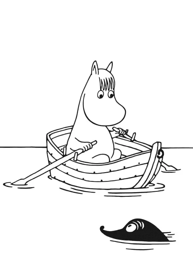 Moomin boyama sayfası – el becerilerini geliştirir, boyama çalışması