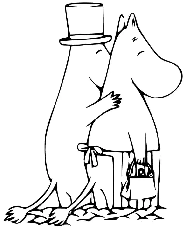 Moomin boyama sayfası – sanatsal çalışma, çocuklar için