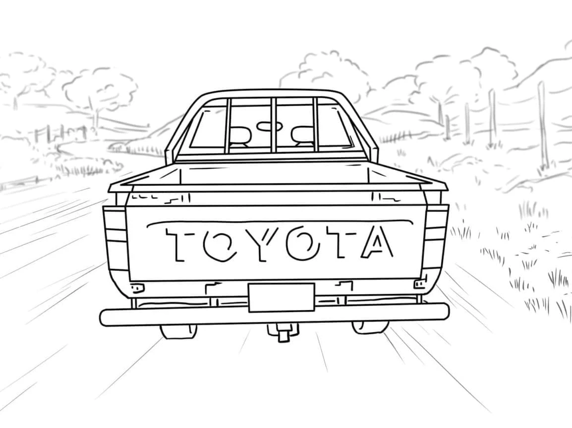 Toyota boyama sayfası – kolay boyama, eğitici aktivite