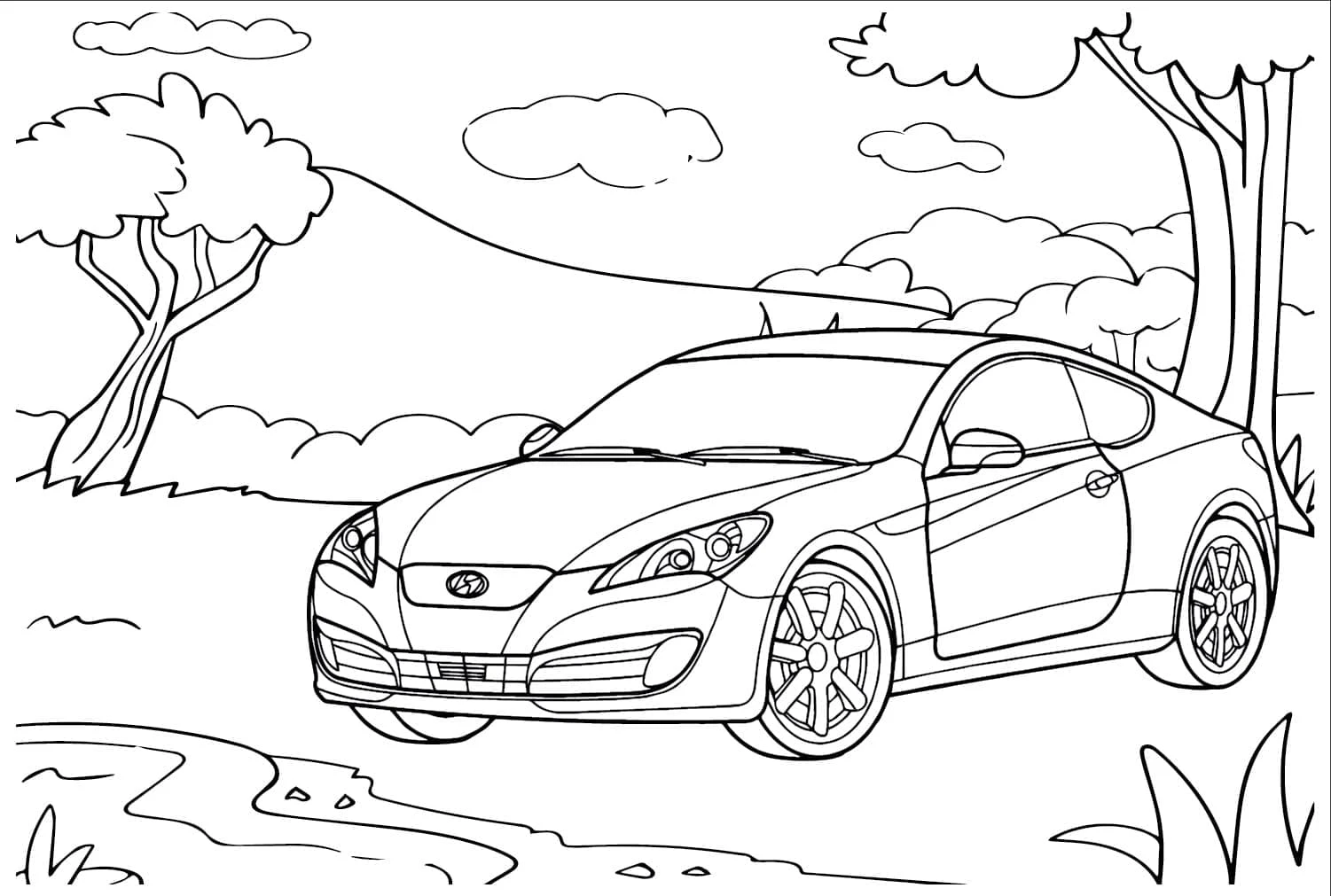 Hyundai boyama sayfası – PDF indir, sevimli karakter