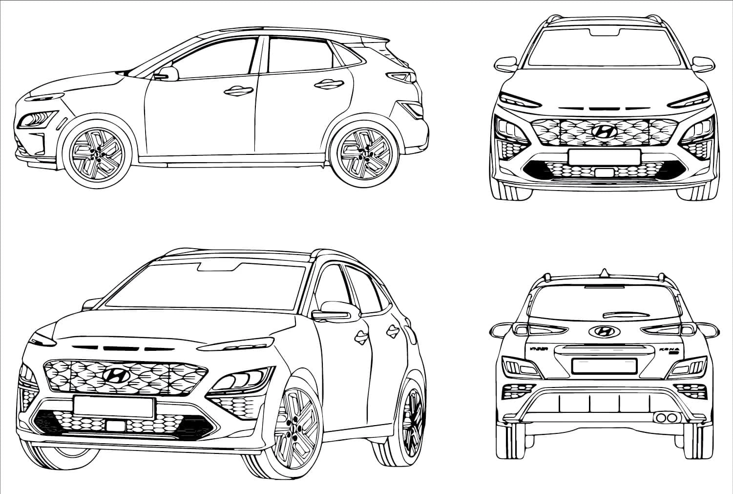 Hyundai boyama sayfası – kolay boyama, eğitici aktivite