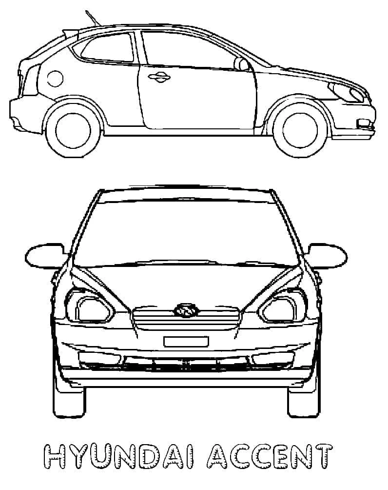 Hyundai boyama sayfası – eğlenceli etkinlik, el becerilerini geliştirir