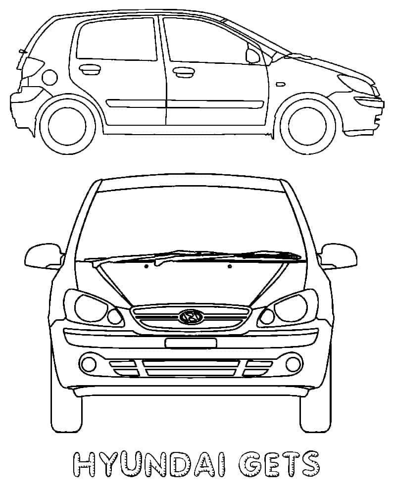 Hyundai boyama sayfası – sanatsal çalışma, çocuklar için