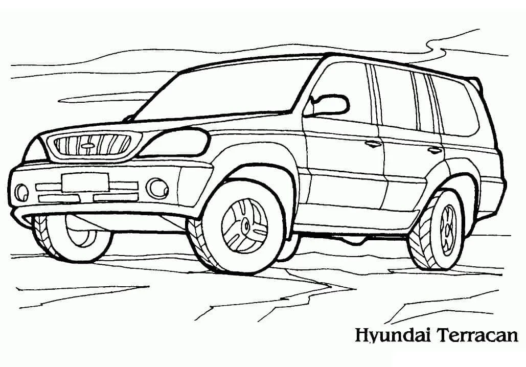 Hyundai boyama sayfası – çizgi film temalı, basit çizim