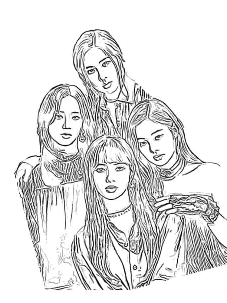 Blackpink boyama sayfası – çocuk aktivitesi, PDF indir