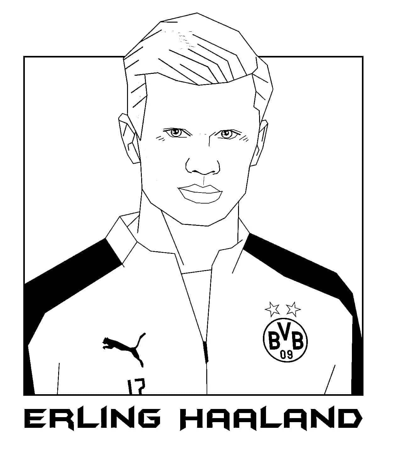 Erling Haaland boyama sayfası – kolay boyama, eğitici aktivite