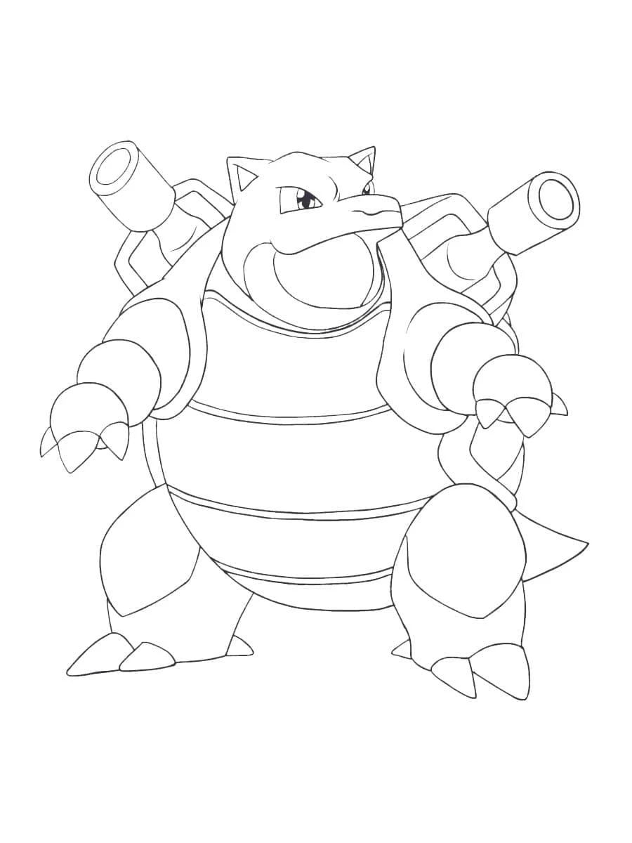 Blastoise boyama sayfası – kolay boyama, eğitici aktivite