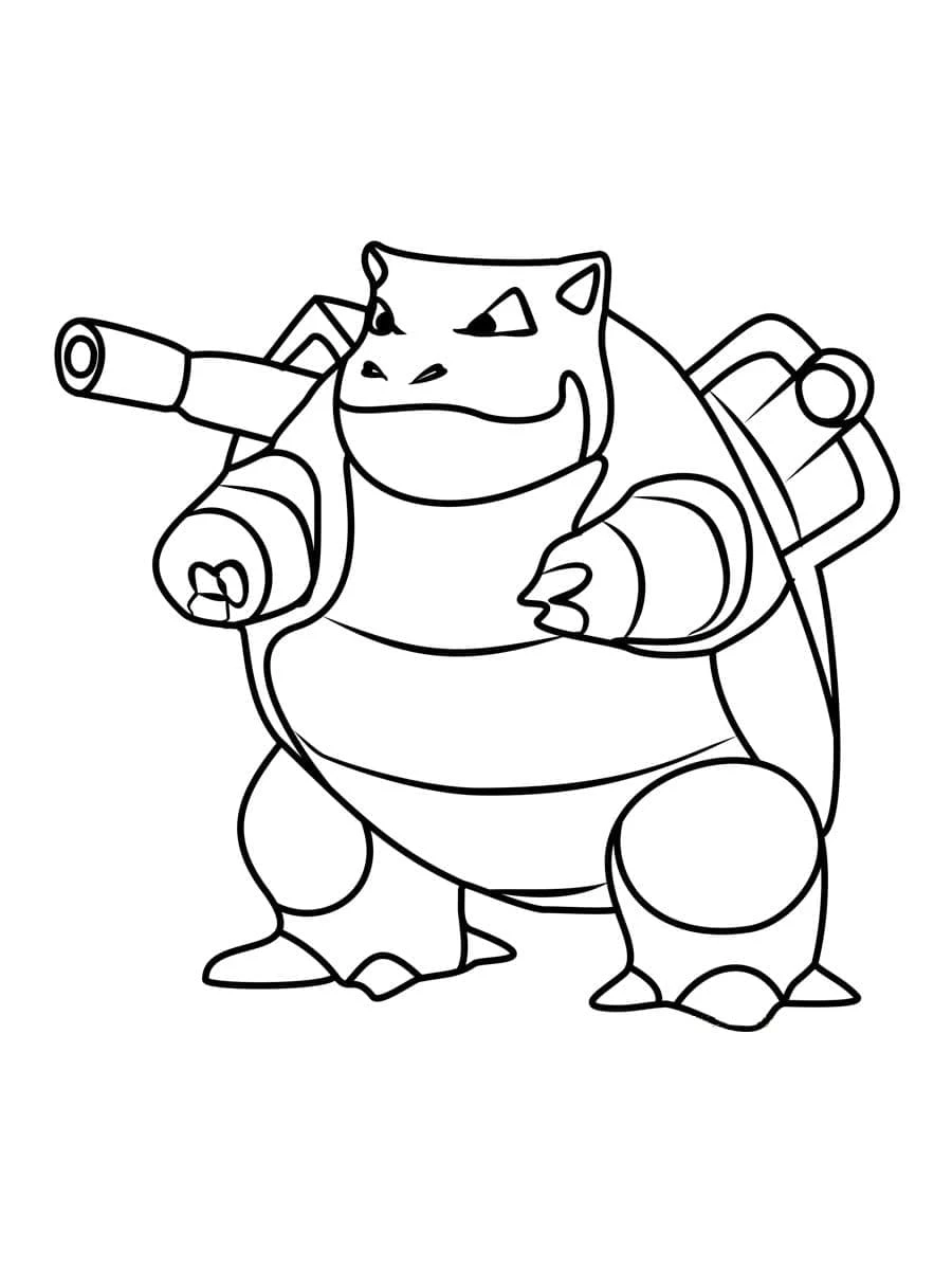 Blastoise boyama sayfası – sevimli karakter, sanatsal çalışma