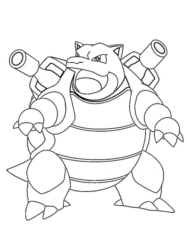 Blastoise boyama sayfası – çizgi film temalı, basit çizim