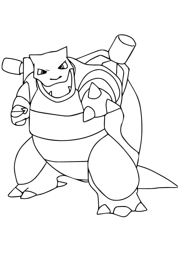 Blastoise boyama sayfası – el becerilerini geliştirir, boyama çalışması
